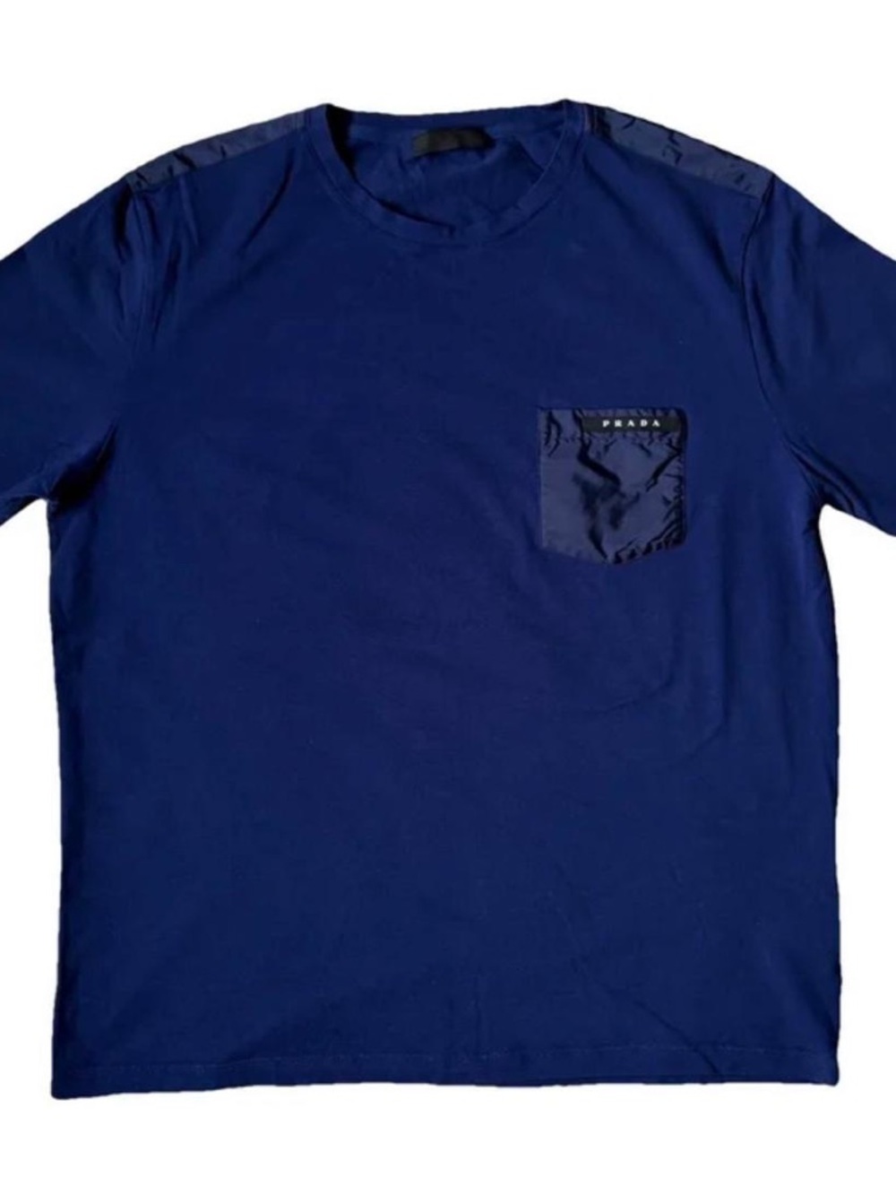 Prada Nylon Pocket Tee Blue Size 3XL Fits XL Authentic Luxury Shirt